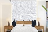 Behang - Fotobehang Kaart - Londen - Skyline - Zwart - Wit - Breedte 165 cm x hoogte 220 cm