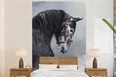Behang kinderkamer - Fotobehang Paard - Grijs - Bruin - Dieren - Rook - Breedte 195 cm x hoogte 300 cm - Kinderbehang