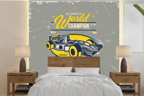 Muralo Zelfklevend fotobehang 300x210 behang behang racebaan auto's uitzicht van boven woonkamer slaapkamer moderne wandafbeeldingen XXL wanddecoratie abstract luxe br. 300 cm x hoogte 210 cm