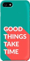 Apple iPhone 7 Telefoonhoesje - Premium Hardcase Hoesje - Dun en stevig plastic - Met Quote - Good Things - Donkergroen