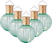 5x Eclairage Solaire Lanterne Led Turquoise Extérieur/Jardin 11 cm - Eclairage de jardin - Lampes de jardin - Lampes solaires énergie solaire