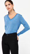 LOLALIZA Trui met V-hals en lurex - Blauw - Maat XS