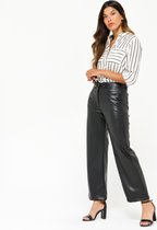 LOLALIZA Losse broek van imitatieleer - Zwart - Maat 42
