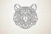 Line Art - Tijger - XS - 26x25cm - EssenhoutWit - geometrische wanddecoratie