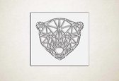 Line Art - Ijsbeer 2 vierkant - XS - 25x28cm - Wit - geometrische wanddecoratie