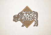Line Art - Bizon 1 met achtergrond - XS - 25x29cm - Eiken - geometrische wanddecoratie