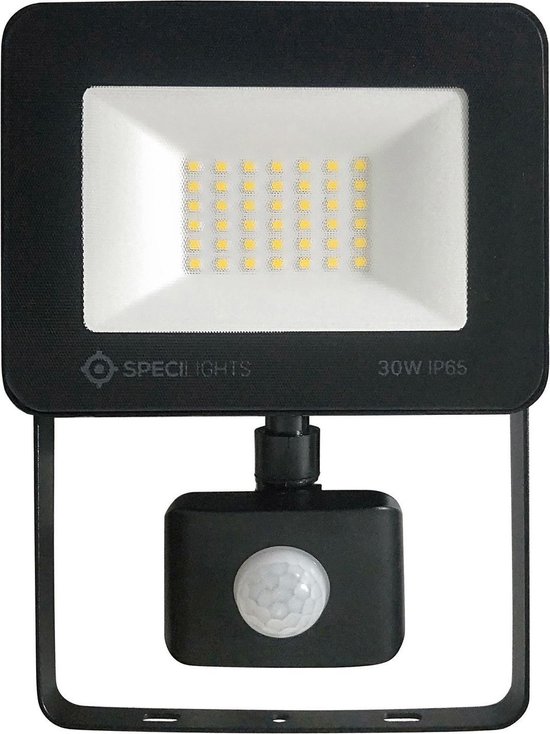 30W LED Bouwlamp met Sensor Zwart - 6000K - Ingebouwde | bol.com