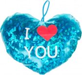 knuffelhart I love you metallic 16 cm blauw