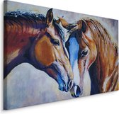 Schilderij - Paarden liefde geschilderd, print op canvas, premium print