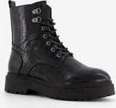 Blue Box dames croco veterboots - Zwart - Maat 38