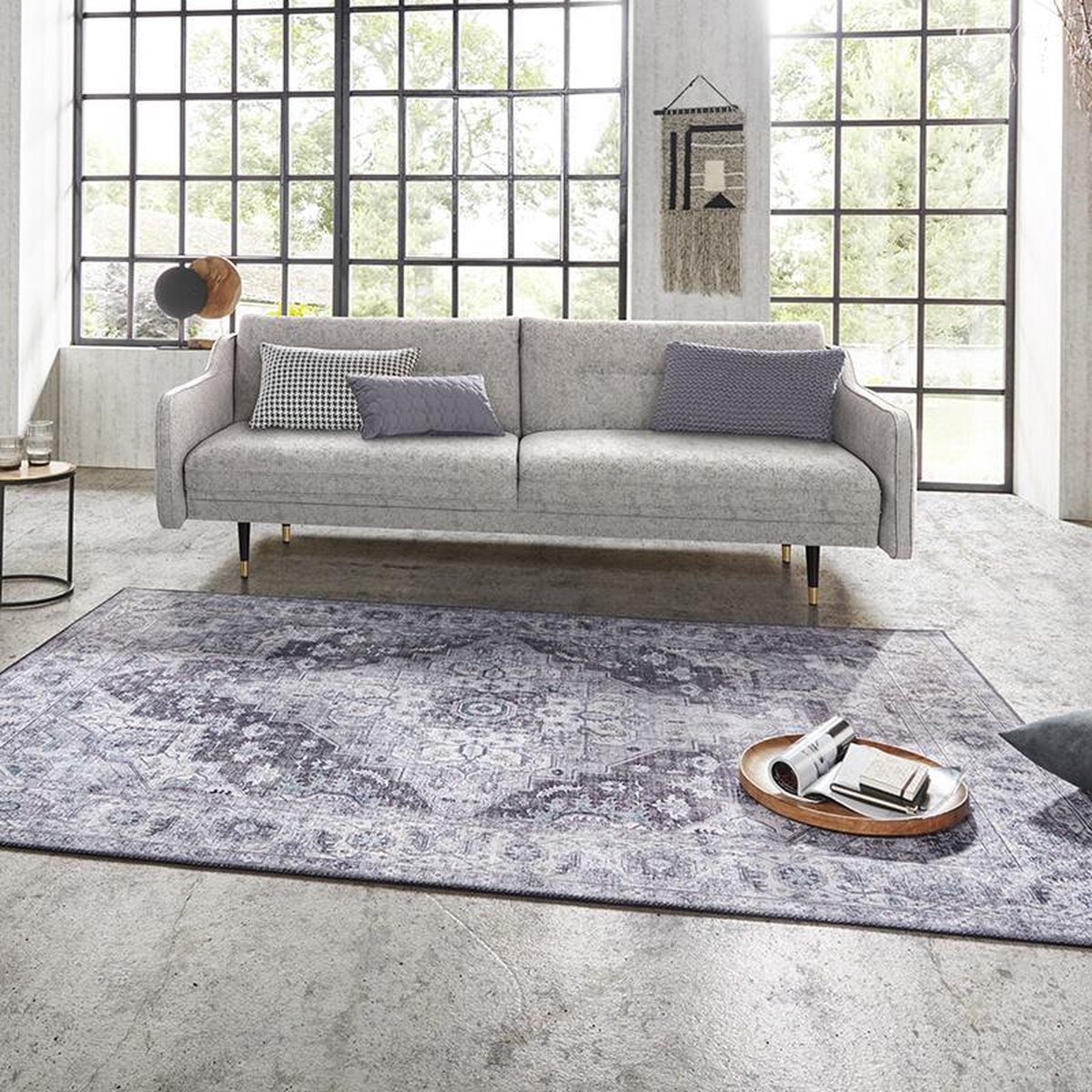 Vintage vloerkleed Sylla - grijs/blauw 120x160 cm