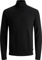 JACK & JONES slim fit coltrui katoen - zwart - Maat: S