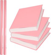 2x Rollen kadopapier / kaftpapier 200 x 70 cm - pastel roze - kaftpapier voor schoolboeken / boekenkaften