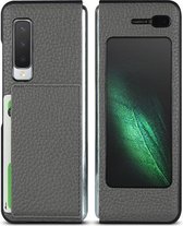 Voor Samsung Galaxy Fold Lychee Textuur Lederen opvouwbare beschermhoes met kaartsleuf (grijs)