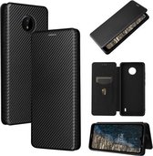 Voor Nokia C20 Koolstofvezel Textuur Magnetische Horizontale Flip TPU + PC + PU Lederen Case met Kaartsleuf (Zwart)