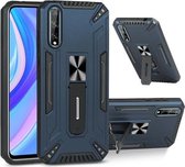 Voor Huawei Y8p War-god Armor TPU + PC Schokbestendige magnetische beschermhoes met opvouwbare houder (blauw)