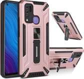 Voor vivo Y50 War-god Armor TPU + PC Schokbestendige magnetische beschermhoes met opvouwbare houder (roségoud)