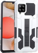 Voor Samsung Galaxy A42 5G Vanguard Warrior All Inclusive dubbele kleur schokbestendig TPU + pc-beschermhoes met houder (zilverwit)