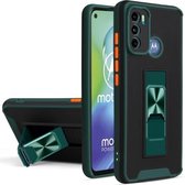 Voor Motorola Moto G60 Dual-color Skin Feel TPU + PC Magnetische schokbestendige hoes met onzichtbare houder (donkergroen)