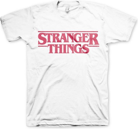 Stranger Things Heren Tshirt -S- Logo Wit