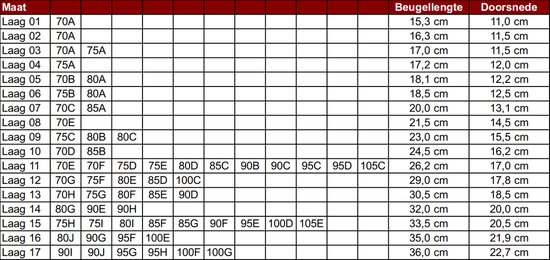 Ensemble soutien-gorge-bretelles - Soutien-gorge à armatures remplacer ou réparer - Armature de taille 17 (voir fig. pour le tableau des tailles)
