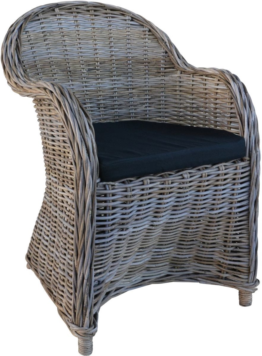 Decomeubel - Rotan Stoel Kubu Grey met zwart Kussen - 1 stoel