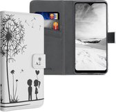 kwmobile telefoonhoesje voor Blackview A80 Pro (2020) - Hoesje met pasjeshouder in zwart / wit - Paardenbloemen Liefde design