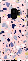 Samsung Galaxy S9 Telefoonhoesje - Extra Stevig Hoesje - 2 lagen bescherming - Met Marmerprint - Terrazzo - Roze