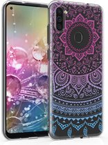 kwmobile telefoonhoesje voor Samsung Galaxy M11 - Hoesje voor smartphone in blauw / roze / transparant - Indian Sun design