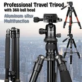 Draagbare - Reisstatief - Aluminium - Camera Stand - Professionele Monopod - met 360 Graden Balhoofd - Compact Statief - voor Canon Nikon Sony DSLR SLR Camera - Black