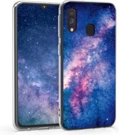 kwmobile telefoonhoesje voor Samsung Galaxy A40 - Hoesje voor smartphone in poederroze / roze / donkerblauw - Melkweg en Sterren design