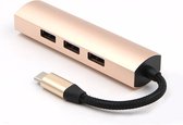 Splitter USB - Hub USB 3.0 - 4 Portes - Connexion USB-C - Aluminium - Or Rose