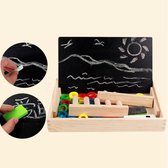 Buxibo Houten Speelgoed Leren Tellen en Rekenen inclusief Ringen, Krijtbord en Krijt - Getallen Puzzel Wiskunde met Dieren Plaatjes