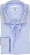 Seidensticker shaped fit overhemd - mouwlengte 7 - blauw - Strijkvrij - Boordmaat: 38