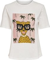 Jacqueline de Yong T-shirt Jdydelly Life S/s Print Top Jrs 15233464 Cloud Dancer/leopard Dames Maat - L