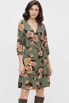 Object Jurk Objrose 3/4 Wrap Dress 116 .c 23036441 Deep Lichen Green/flower Dames Maat - 38