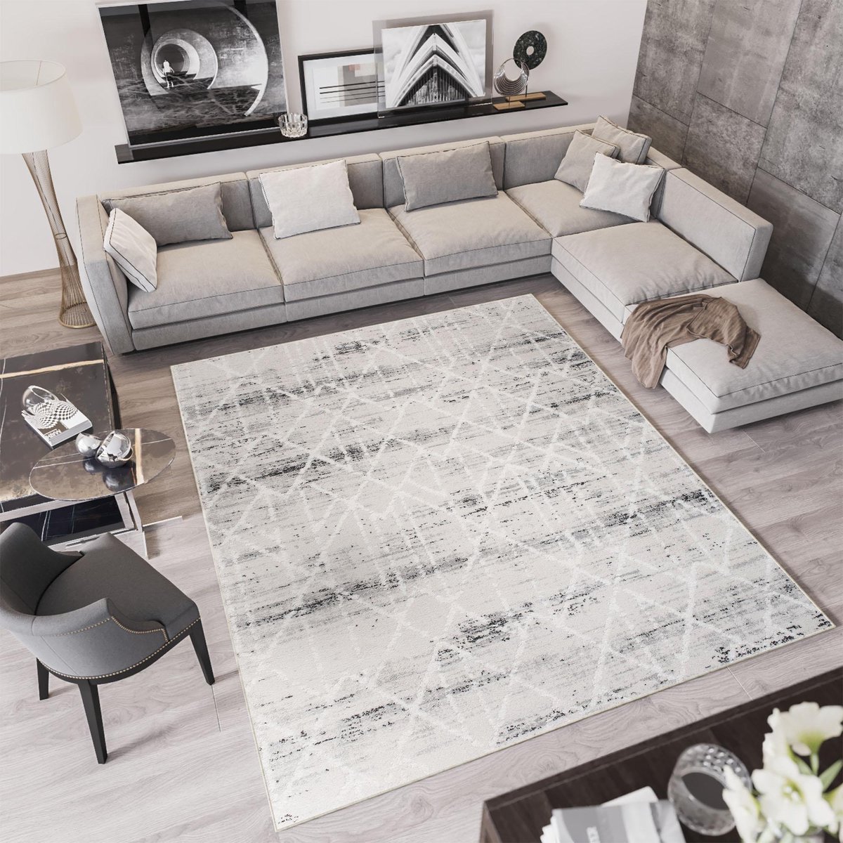 Tapiso Troya Vloerkleed Woonkamer Slaapkamer Beige Lijnen Design Eyecatcher Interieur Woon