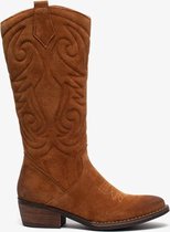 TwoDay suede dames cowboy western laarzen - Cognac - Maat 41 - Echt leer