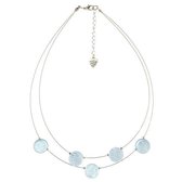 Ketting - Schelp - Metaal, Schelpen - Blauw - Rond - India - Sarana
