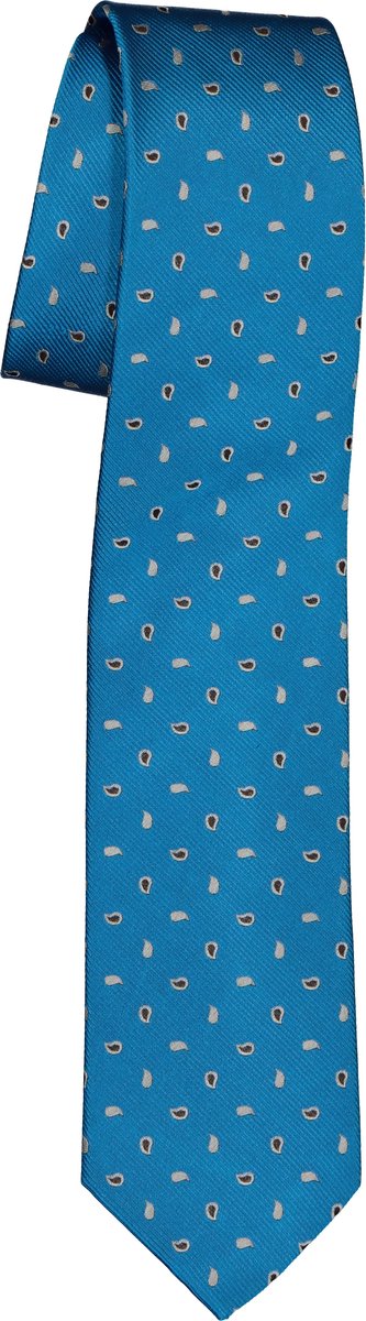Pelucio stropdas - turquoise met wit dessin