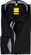 Redmond modern fit overhemd - zwart (contrast) - Strijkvriendelijk - Boordmaat: 45/46