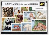 Babydieren en hun moeders – Luxe postzegel pakket (A6 formaat) : collectie van verschillende postzegels van babydieren en hun moeders – kan als ansichtkaart in een A6  envelop - authentiek cadeau - kado -kaart -dieren - dierentuin - kleine dieren