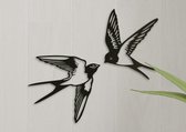 Wanddecoratie dieren | Zwaluw koppel - M (38x40cm - 31x40cm)