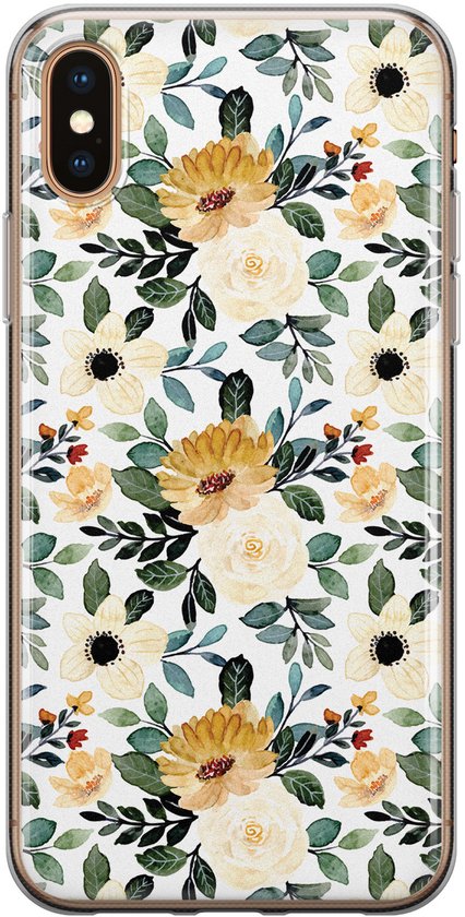 XS iPhone XS Max - Lovely fleur | Étui | Étui en Siliconen TPU | Couverture arrière transparente
