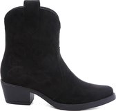 SmileFavorites® Dames Cowboylaarzen met Hak Kort - Suedine - Zwart - Maat 41