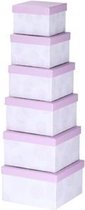 Set van 6x stuks pastel paarse cadeaudoosjes 13,5-21 cm vierkant - kadodoosjes / cadeauverpakkingen