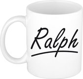 Ralph naam cadeau mok / beker met sierlijke letters - Cadeau collega/ vaderdag/ verjaardag of persoonlijke voornaam mok werknemers