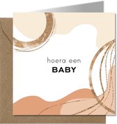 Tallies Cards - greeting - ansichtkaarten - hoera een Baby - Abstract  - Set van 4 wenskaarten - Inclusief kraft envelop - geboortekaart - geboorte - baby - in verwachting - 100% D