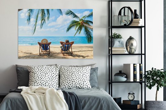 Tableau sur Toile Plage - Été - Palmiers - 120x80 cm - Décoration murale