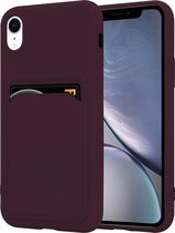 ShieldCase geschikt voor Apple iPhone Xr siliconen hoesje met pasjeshouder - aubergine